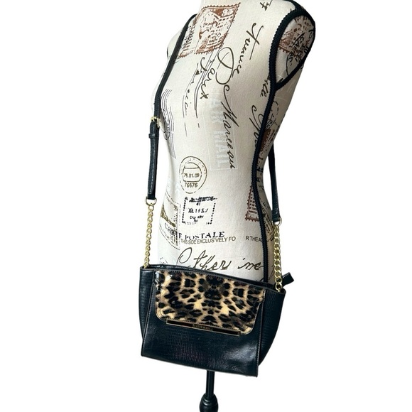 NWOT Anne Klein black and gold with animal print shoulder purse - Picture 1 of 13